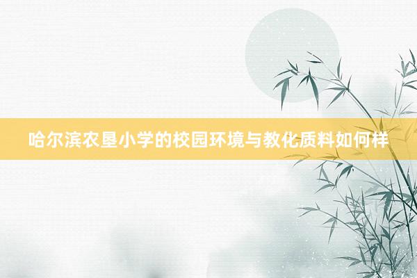 哈尔滨农垦小学的校园环境与教化质料如何样